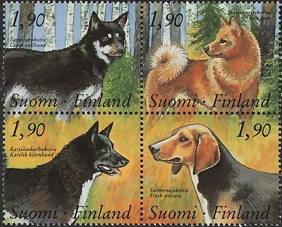 Finland STAMPS X 4 1989 Cv:£7.00 Centenary Of Finnish Kennel Club - Dogs MNH XF • £0.97