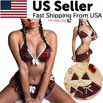 Sexy Lingerie School Girl Sleepwear Dress Nightwear Underwear Babydoll Women US • $6.89