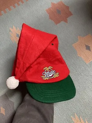 Vintage Miller Beer Christmas Santa Hat Wool Eagle Stocking Cap Winter Snapback • $17