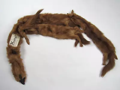 Vtg 50's 60's Real Mink Stole 4 Pelts Whole Body Fur Brown Stole Collar Wrap • $24.99