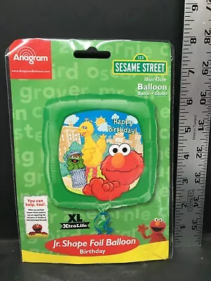 Sesame Street 18 Inch Jr Shape Birthday Foil Balloon Big Bird Elmo Oscar New • $12.99