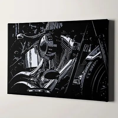 Harley Davidson Motorcycle Canvas Wall Art Print • $49