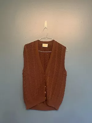 VTG Pendleton Women's Medium 100% Virgin Wool Sweater Vest Brown Cable Knit • $20