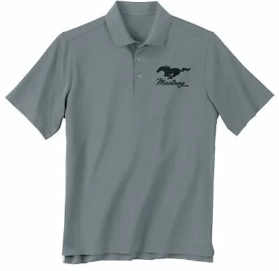 Performance Polo Grey Mustang Running Horse - Premium Embroidered Shirt NICE!!!! • $82.60