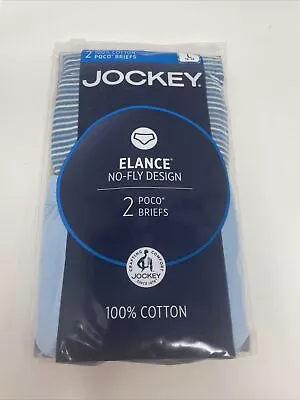 Jockey 2-Pack L 36-38 Men's 100% Cotton Elance Poco Briefs Blue No Fly Soft  • $19.99