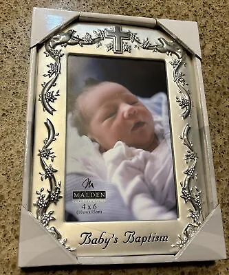 Baby Silver Baptism Picture Frame 4 X 6 Cross Religious Dove Malden New In Box • $10