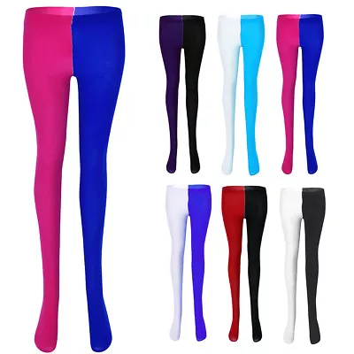 $3.75 • Buy Two Tone Spandex Pantyhose Jester Harlequin Halloween Costume Tights Hosiery