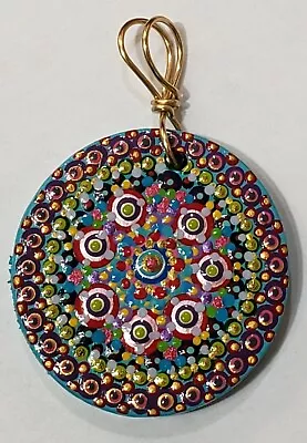 Necklace 1 Each Mandala Dot Art Pendant Acrylic Hand Painted Wooden • $5