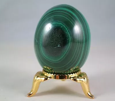 41MM Tall MALACHITE EGG - CONGO - GOLD NICKEL STAND INCLUDED • $22.50