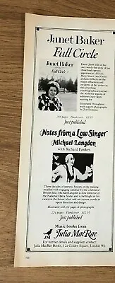 £5.99 • Buy (STG))Dec1982 Pg766 Advert11x4  Read New Music Books: Janet Baker 'Full Circle' 