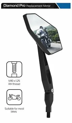 KAWASAKI ZZR1400 Oxford Diamond Pro Motorcycle Mirror Glass Left Side 10mm • £17.99