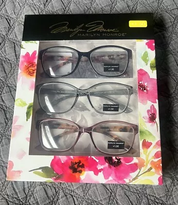 Marilyn Monroe Premium Reading Glasses +1.50 3 Pack  Trendy Frames New In Box • $27.99