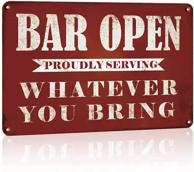 Bar Open Metal Tin Sign Outdoor Patio Backyard Bar Signs Vintage NEW • $16.12