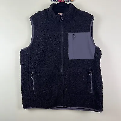 Telluride Sz XL Mens Black Full Zip Teddy Bear Knit Fleece Vest • $39.95