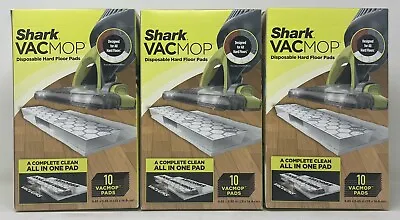 Shark Vac Mop Disposable Hard Floor Pads 10 Count Box Lot Of 3 New All In One • $42.99