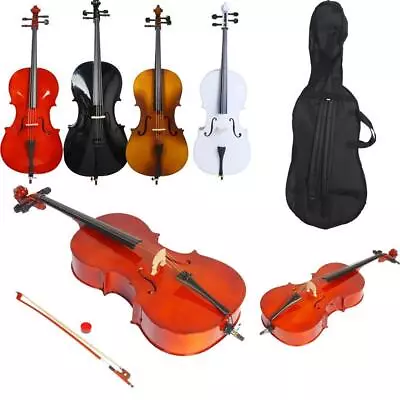 Cello 1/2 3/4 4/4 Bass Wood For School Band Matte +Case+Bag+Bow+Rosin+Bridge • $159.99