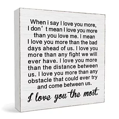 5 X 5  I Love You More The Most White Wood Block Plaque Box Signs Fit Wife Hu... • $11.69