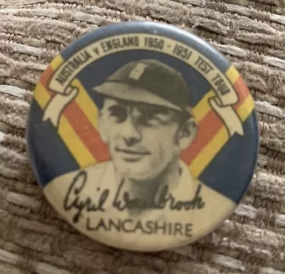 Vintage 1950’s Cricket Badge England Lancashire Cyril Washbrook  • £4.99