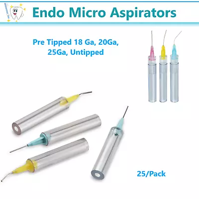 Endo Micro Aspirators / Needle Tip HVE Aspirator - Blue 25 Ga. Pink 18 Ga • $19.95