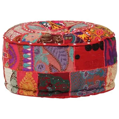 Round Pouf Seat Patchwork Handmade Cotton Decorative Pouffe Ottoman Footstool • $93.95