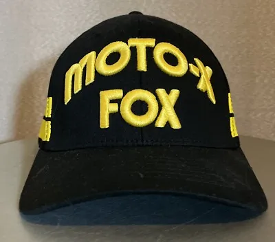 Vintage Moto X Fox Racing Cap Hat Motocross Black Yellow Stripe Flexfit L / XL • $27