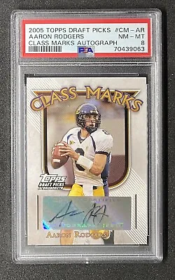 Aaron Rodgers 2005 Topps Draft Picks Class Marks Rookie RC Autograph Jets PSA 8 • $550