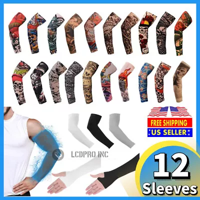 6 Pairs Cooling Arm Sleeves Outdoor Sport UV Sun Protection Arm Cover Tattoo Art • $9.81