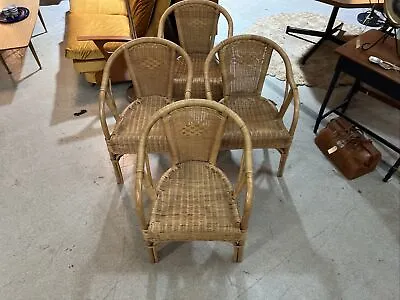 $250 • Buy X4 Vintage Wicker Rattan Atrium Dining Chairs