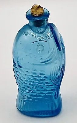$11.24 • Buy Vintage Wheaton Fisch's Bitters Fish Shaped 3  Blue Glass Bottle & Cork