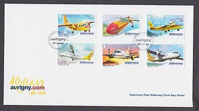 £1 • Buy Alderney Guernsey 2008 FDC Cover Aviation History Aurigny Planes State Airline