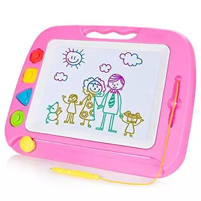Large Magnetic Drawing Board - 4 Colors 42×33cm Doodle Pad With 4 Stamps • £21.99