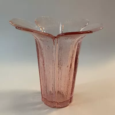 Viking Glass Pink Flower Petal Textured Vase 6.5  • $30
