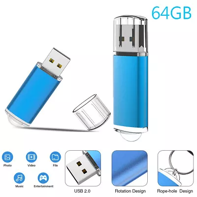 2Pack USB 2.0 64GB USB Stick Memory Stick Flash Drive Thumb Storage Pen Drive • $8.99