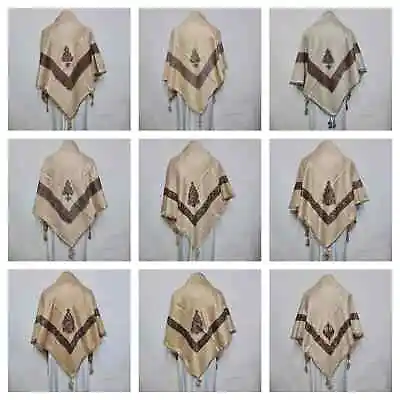 Men's Beige Arab Head Scarf Wrap Kashmiri Shawl Keffiyeh Yashmagh • £18.99