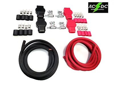 Military Style Battery Terminal 1 Gauge DUAL BATTERY Relocation Cable Wire Kit  • $167.94