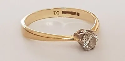 £235 • Buy 18ct GOLD 0.33ct DIAMOND SOLITAIRE ENGAGEMENT RING. Size  M1/2
