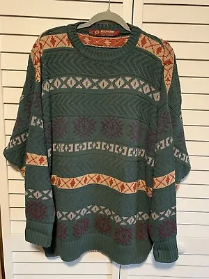 Vintage Pitlochry Knitwear Sweater Mens XL Scotland Fair Isle Nordic Cotton • $33.95