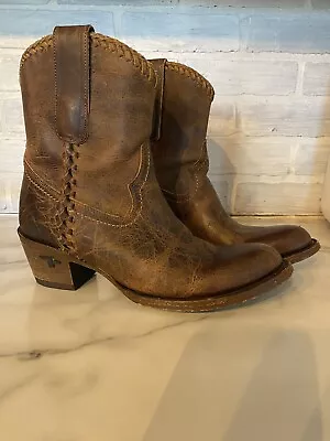 Women’s Lane Boots Booties Brown Distressed Leather Braid 6.5  • $89