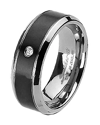 Men's Band 8mm Solid Titanium Black Wedding Ring Size 9-13 Us Seller • $11.80