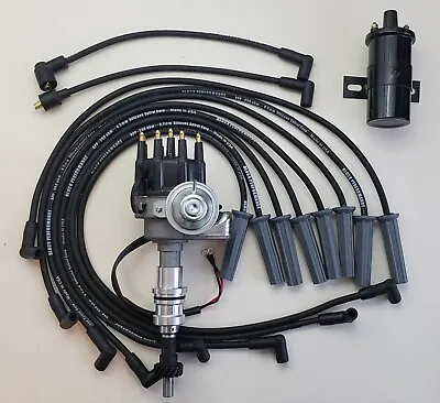 FORD 351C 429 460 SMALL CAP BLACK HEI DISTRIBUTOR + 8.5mm SPARK PLUG WIRES +COIL • $156.95