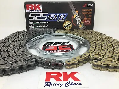 Yamaha R6 2006-2020 RK GXW525 XW-Ring Racing Chain And Sprockets Kit Gold - Silv • $159.95