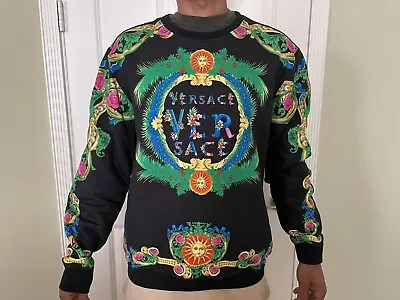 Versace Black Beverly Palm Print Sweatshirt Size Men's XXL • $650