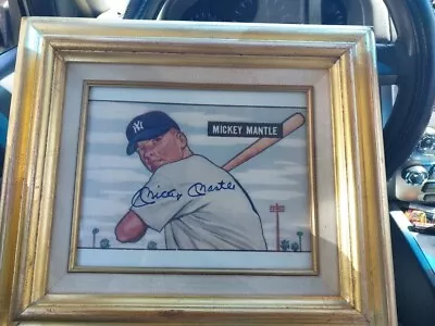 Beautiful Mickey Mantle Signed Bowman Rookie Photo No Coa Framed In 80'S • $499.99
