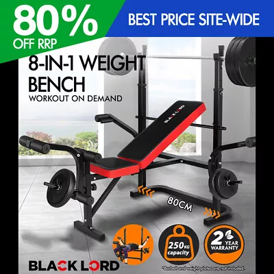 BLACK LORD Weight Bench 8in1 Press Multi-Station Fitness Home Gym Station • $169.95