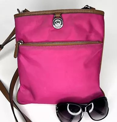 Authentic MICHAEL KORS Kempton Fusia/Brown Crossbody Bag • $29.99