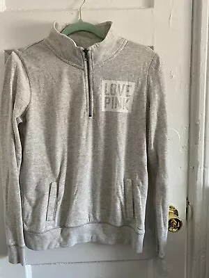 Pink Victoria Secret Grey Half Zip Pullover - Size Small Light Gray • $24