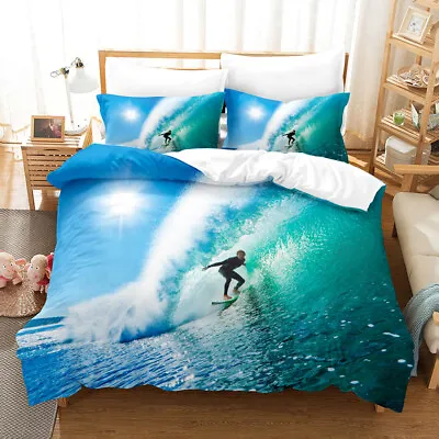 Surfing Teenager At Sea Duvet Covers Quilt Cover Bedding Set Single Double Queen • $16.31