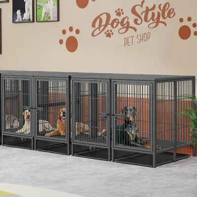 Heavy Duty Dog Cage Strong Metal Crate Pet Playpen Kennel Partition For 2 Dogs • £249.96