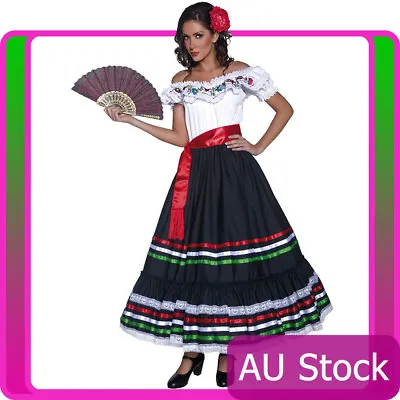 Western Senorita Costume Mexican Spanish Dancer Flamenco Spain Ladies Dress • $49.86