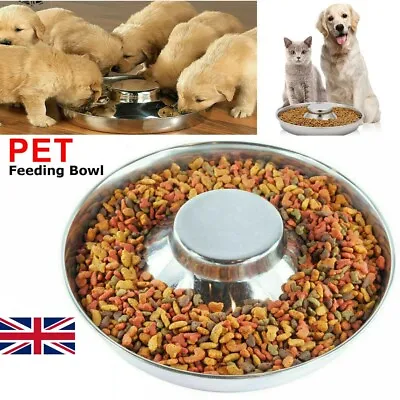 £7.95 • Buy Puppy Dog Pet Cat Litter Food Feeding Weaning Silver Stainless Feeder Bowl Dish